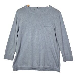 Womens Size Medium Light Blue Cotton Knit Sweater Pocket Quiet Luxury Minimalist